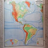 Old physical map American continent Vidal-Lablache