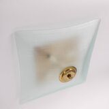 Plafonnier vintage années 60 en verre décoré design italien