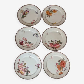 Lot de 6 assiettes Sarreguemines décor floral