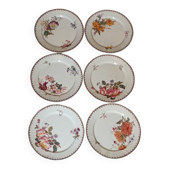 Lot de 6 assiettes Sarreguemines décor floral