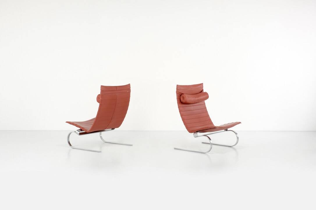 PK20 leather armchairs by Poul Kjaerhom for Fritz Hansen, Denmark 1968.