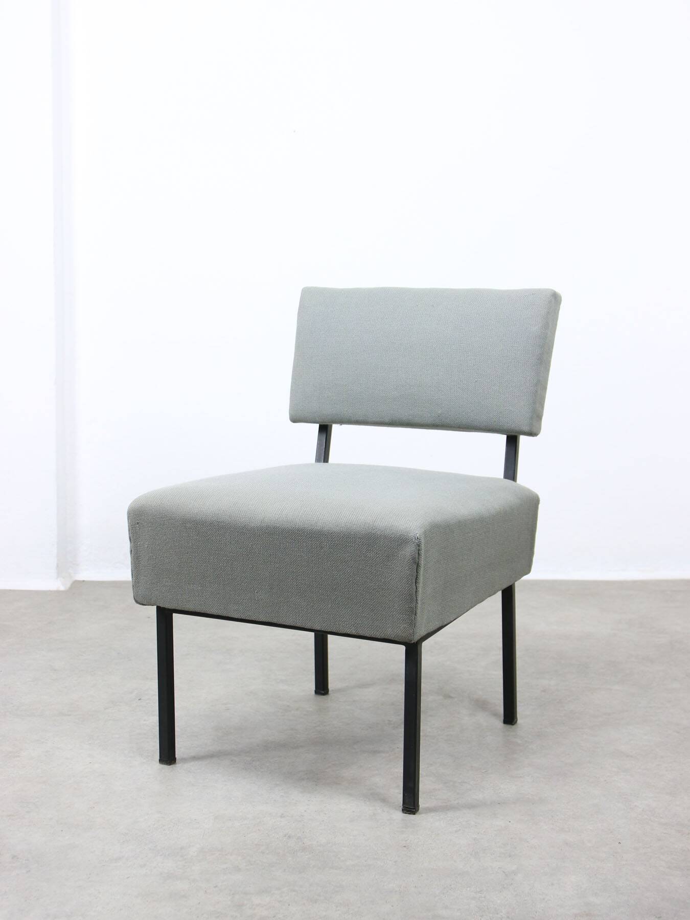 Mid-century Bauhaus Style Easy Chairs in Grey Fabric