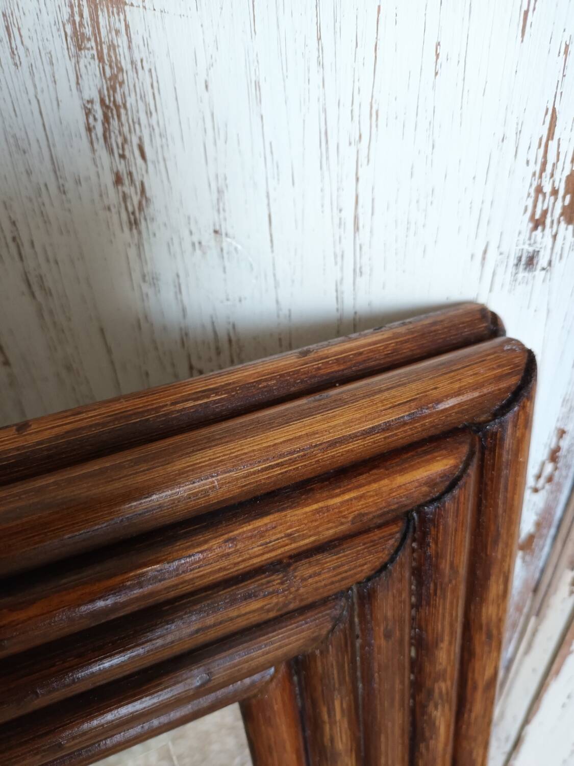 Vintage Bamboo Beveled Mirror