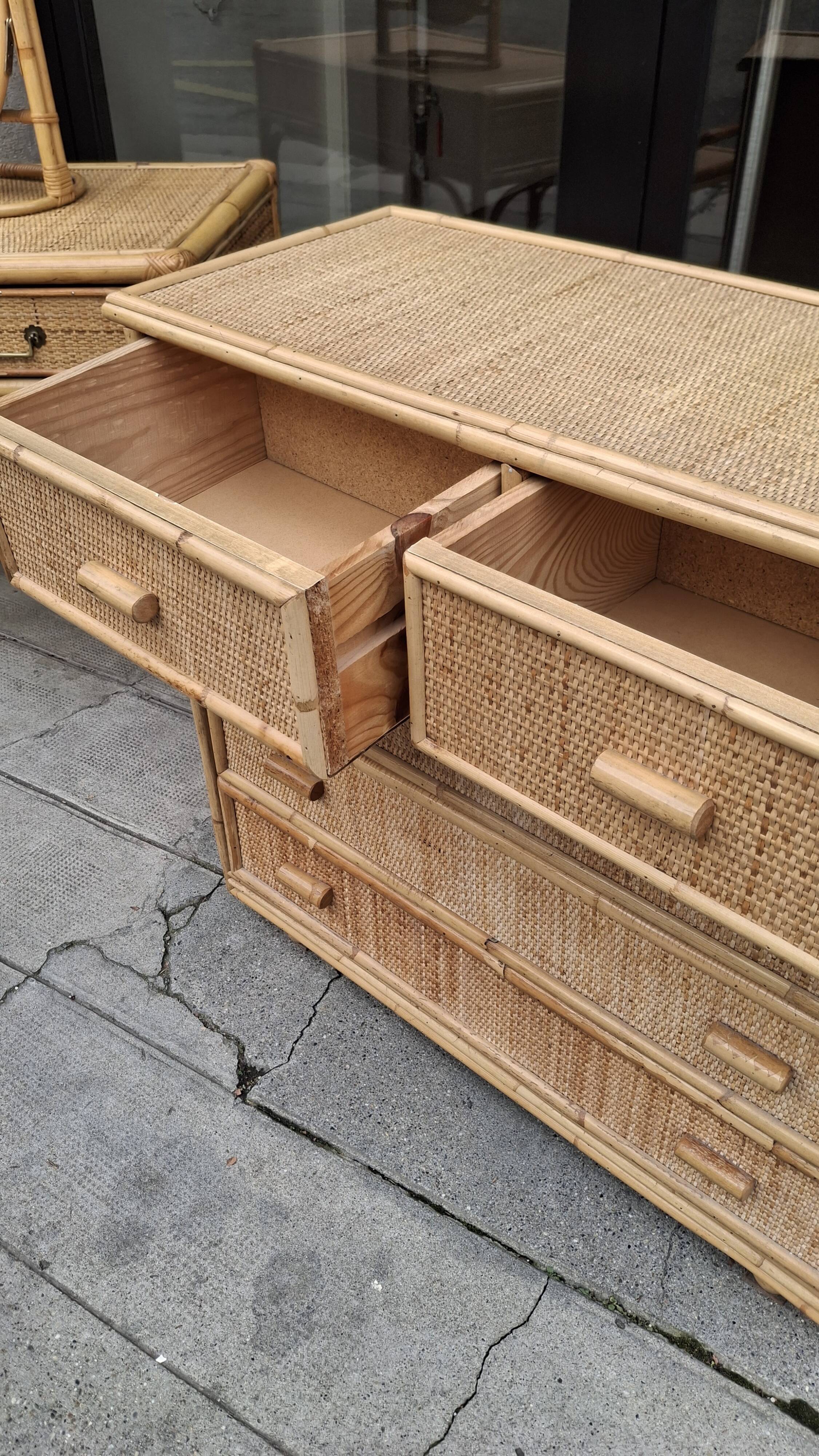 Woven rattan and wicker furniture. Vintage.