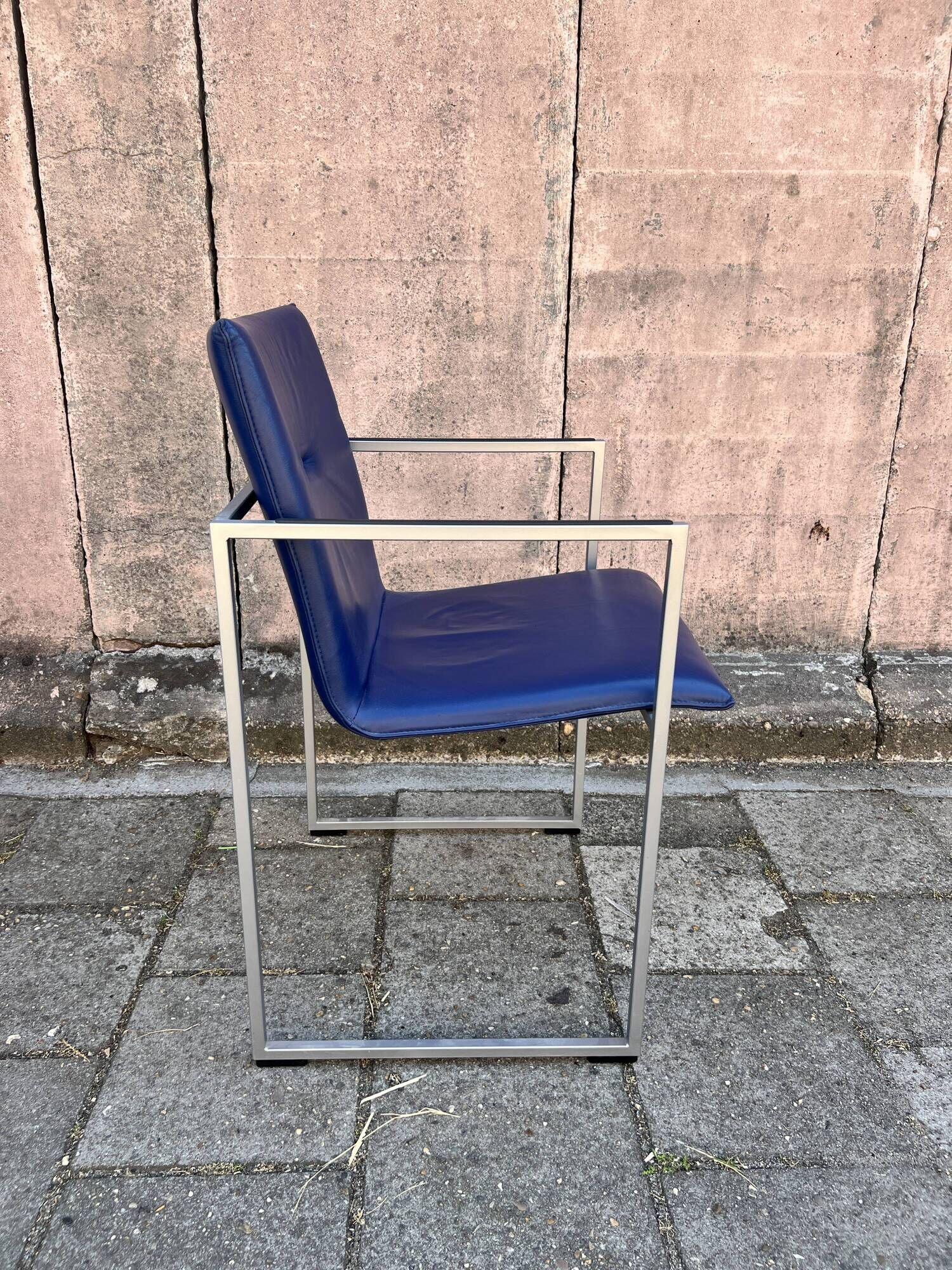 Four Arco Frame Dining Chairs / Blue Leather / Burkhard Vogther