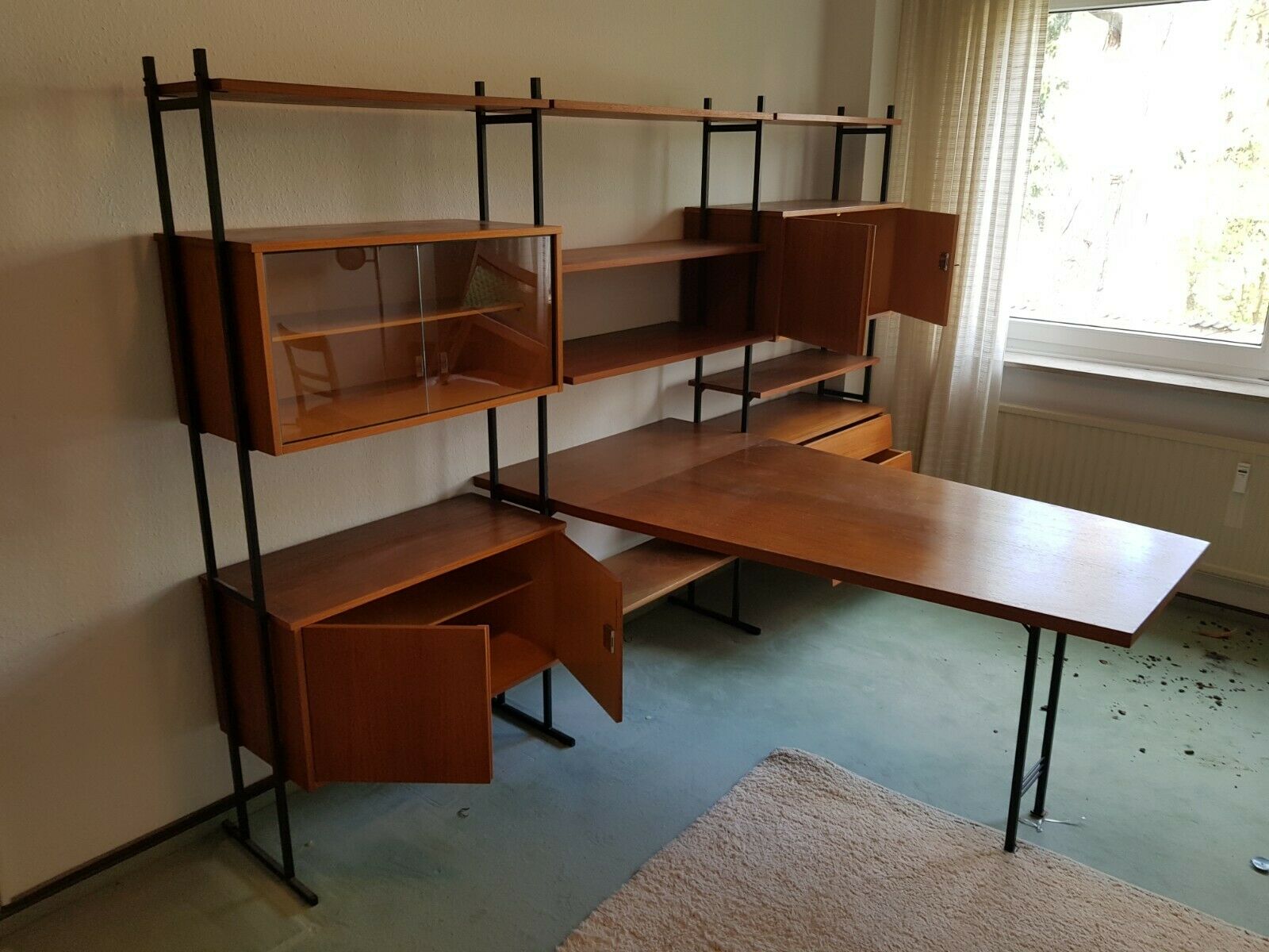 Huge shelf library Swedish desk teak, string.
