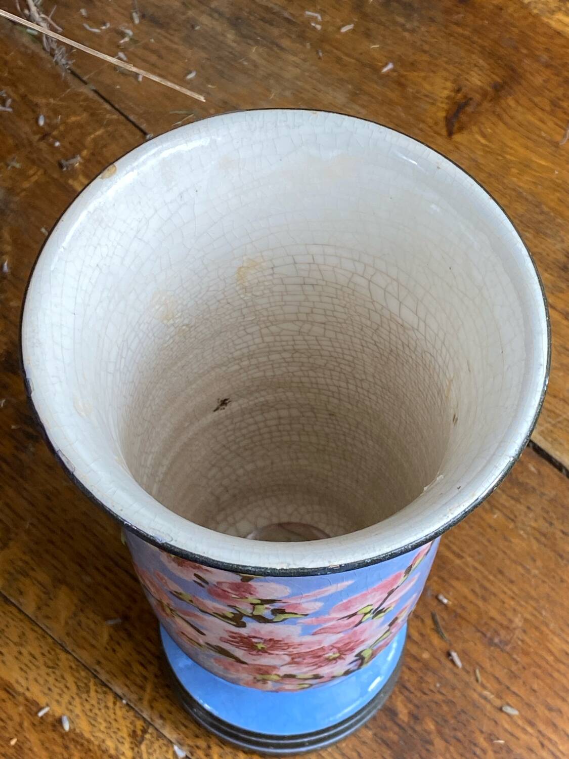 Ceramic vase, cherry blossom decoration, Pardi Vallauris