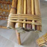 Vintage - lot de 2 fauteuils en bambou et rotin tressé avec coussins- couleur naturel - Années 80