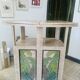 Vintage folding bar counter on wheels, wood.
