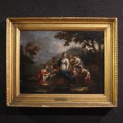 Antique Venetian painting from the 18th century, Moses saved from the water