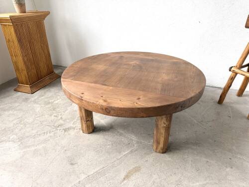 Round brutalist coffee table from the 1950s.