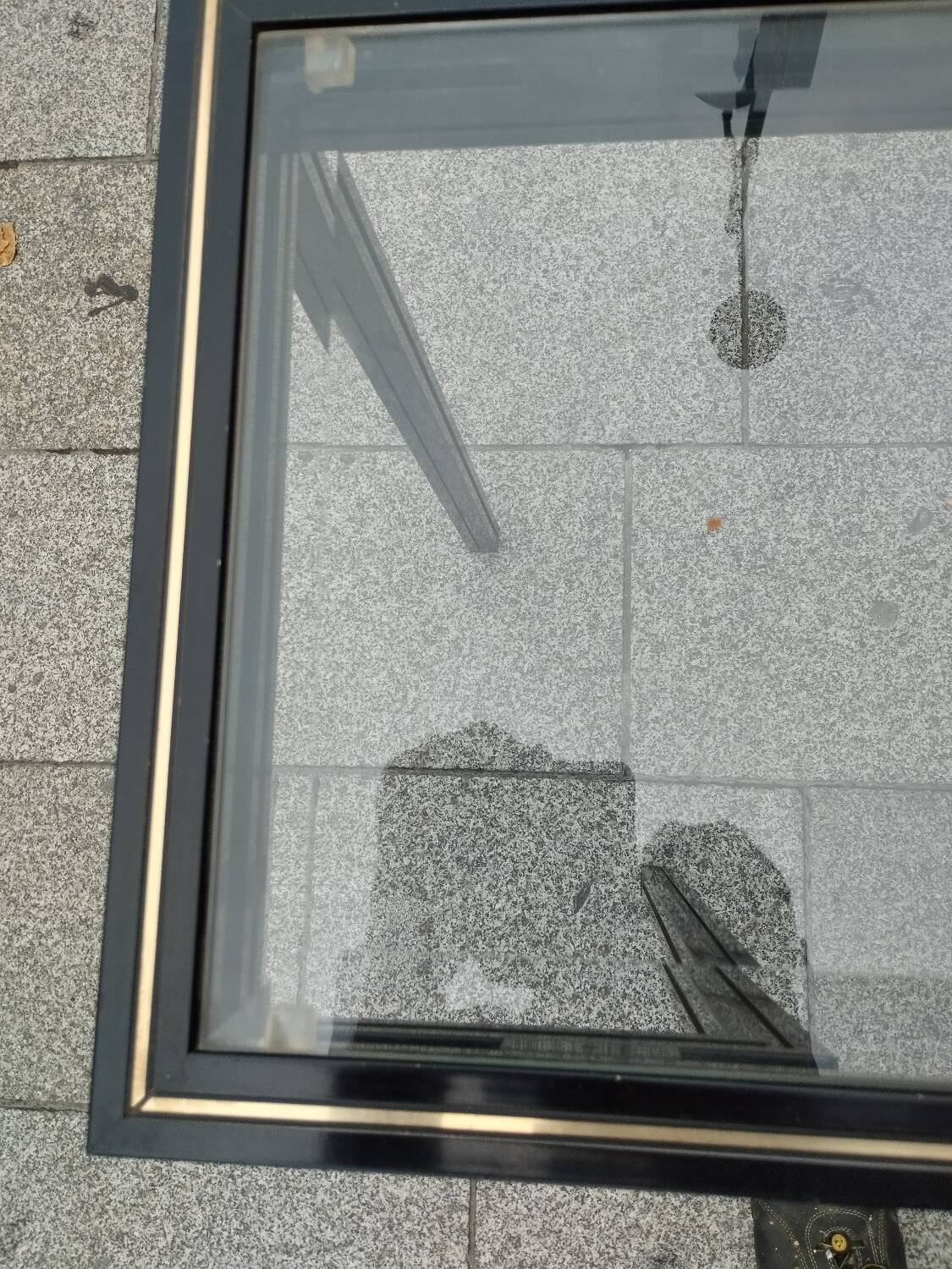 Old console with vintage glass top