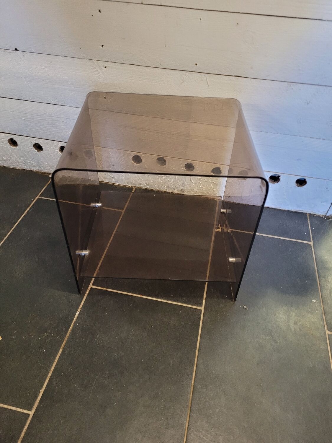 Smoked plexiglass side table from the 70s