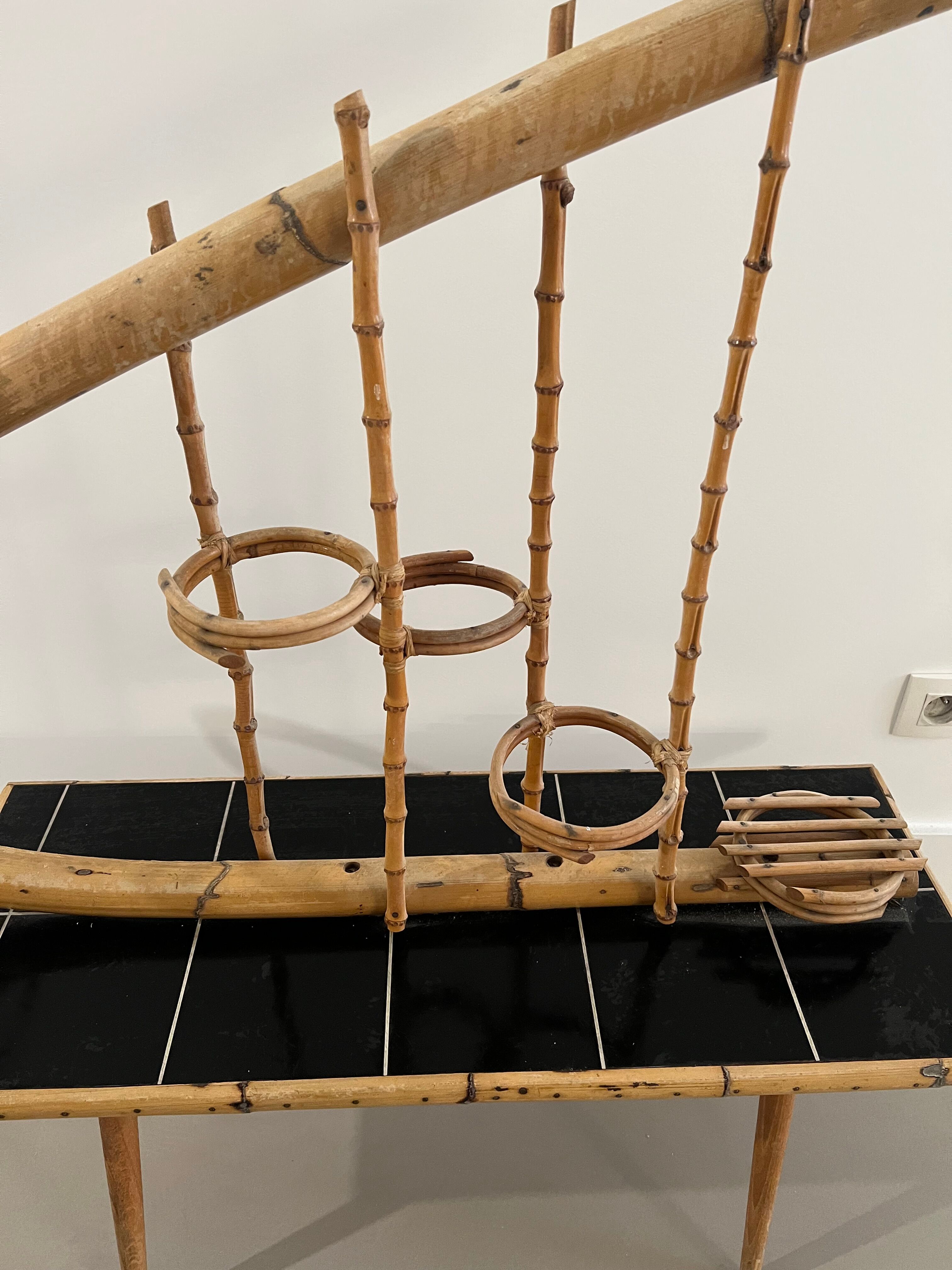 Vintage rattan plant door coffee table