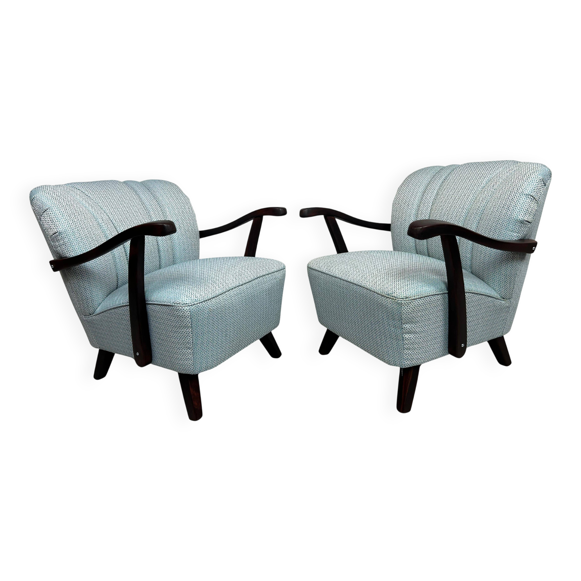 Art Deco blue club chairs