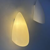 Pair of vintage white opaline wall lights, France 1970s