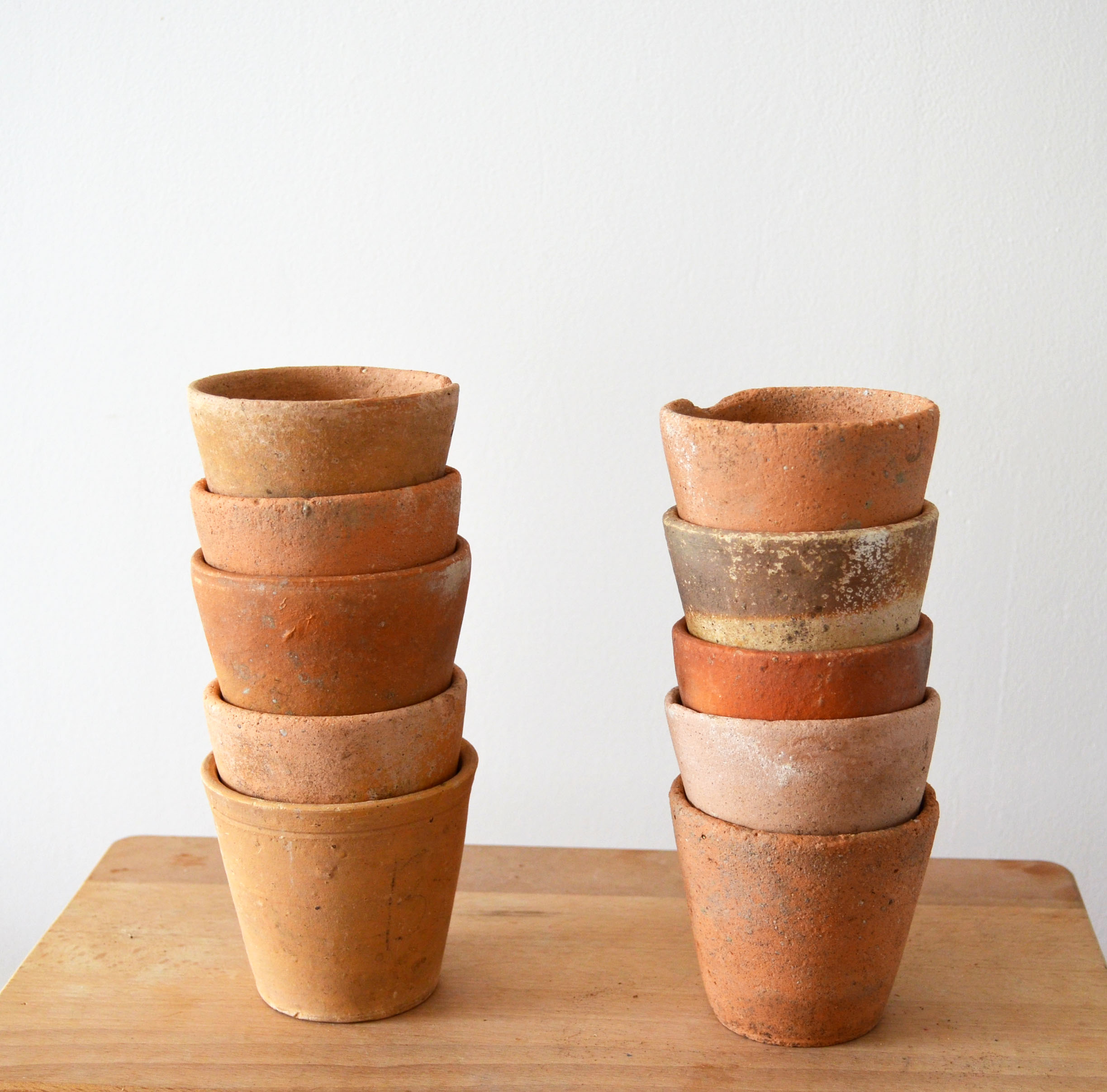 10 old terracotta seedling pots