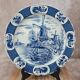Large decorative wall plate blue and white windmills Delft style 41 cm