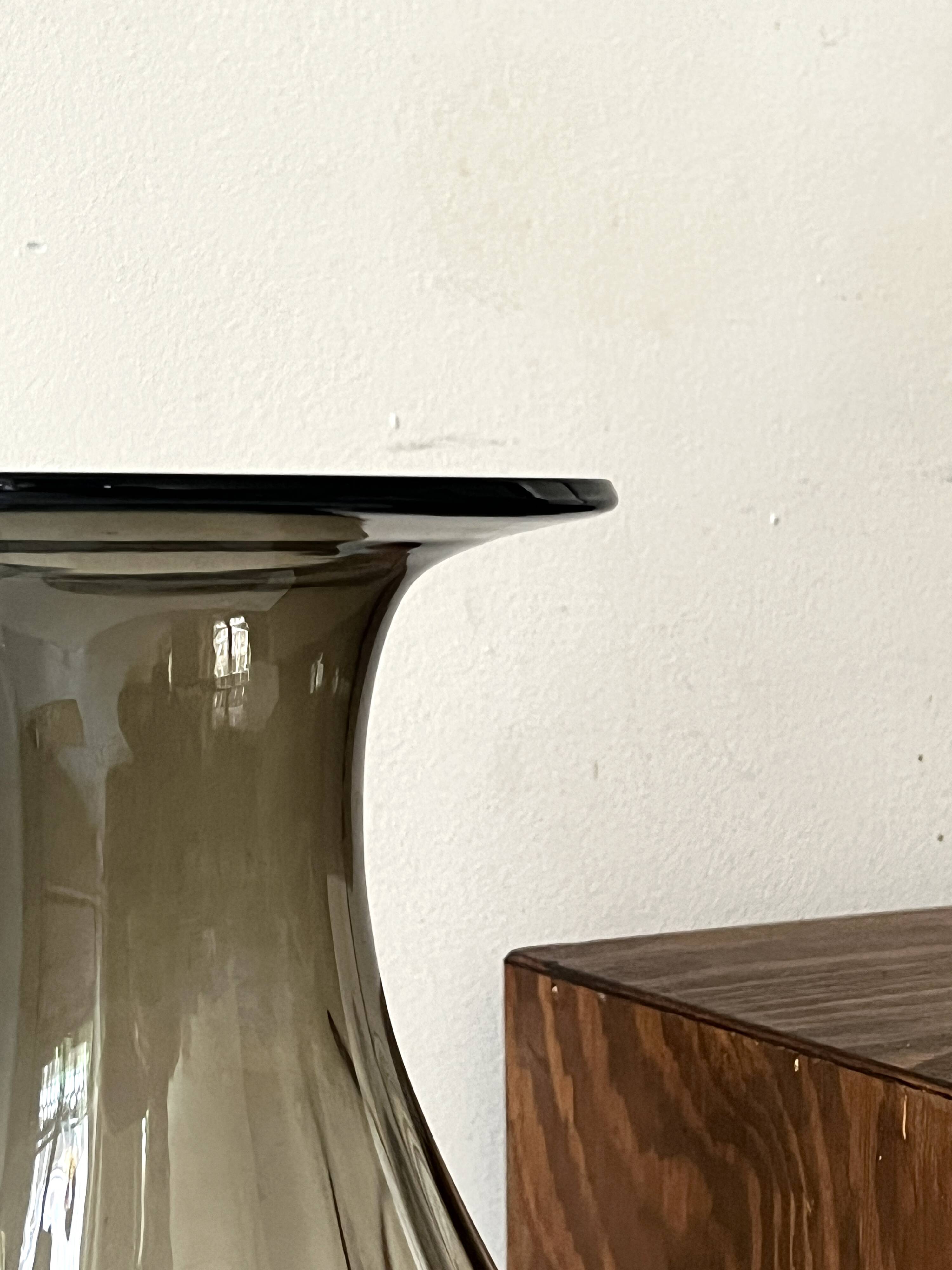 large smoked glass vase from the 1970s