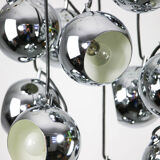 Lustre italien en cascade chromée du milieu du siècle par Guzzini pour Meblo