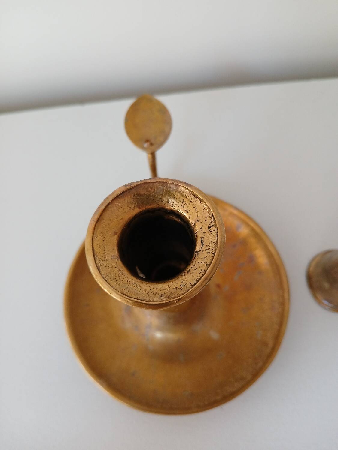 Set of 2 brass cellar rat candlesticks