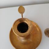 Set of 2 brass cellar rat candlesticks