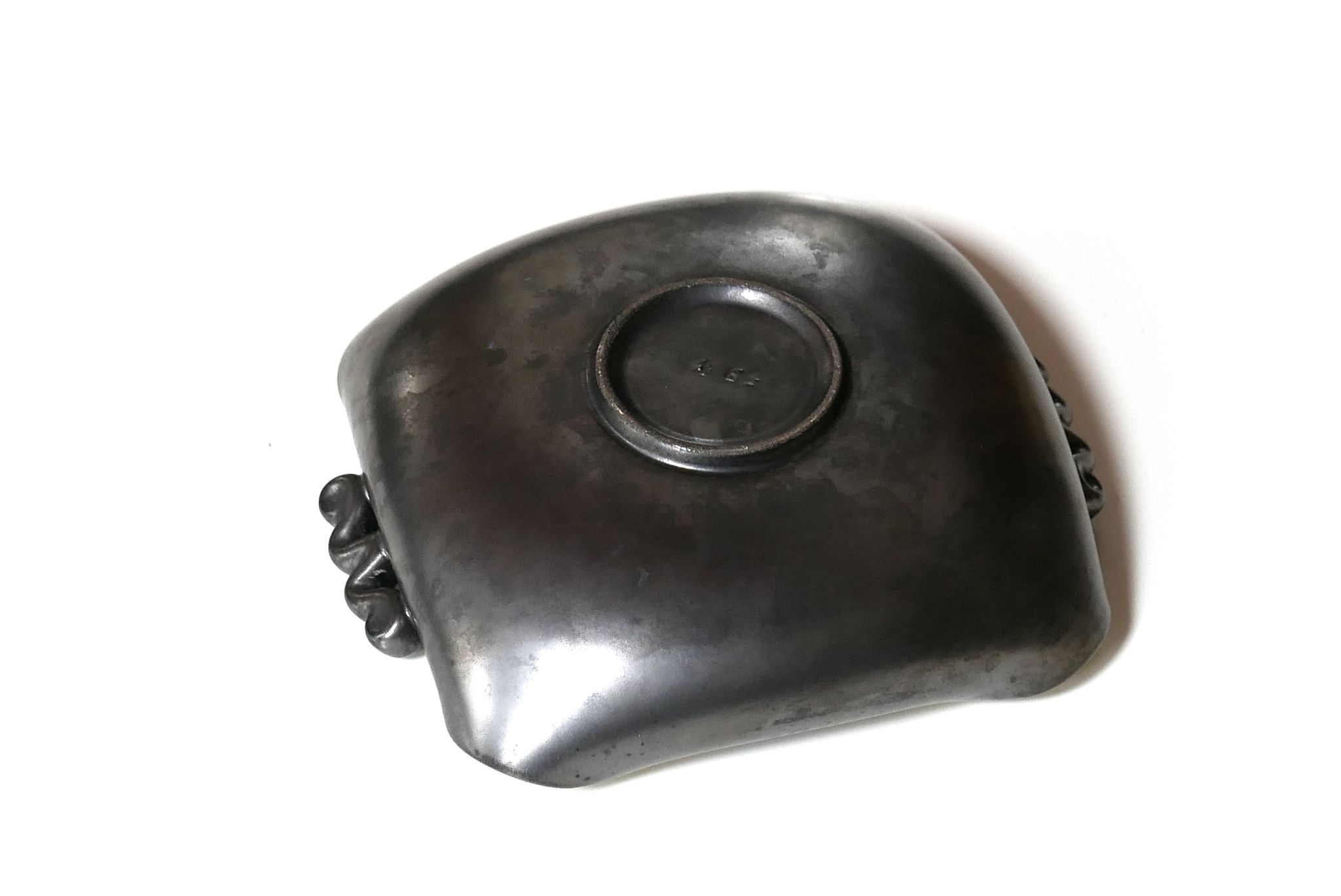 Black and yellow ceramic trinket bowl, 60s