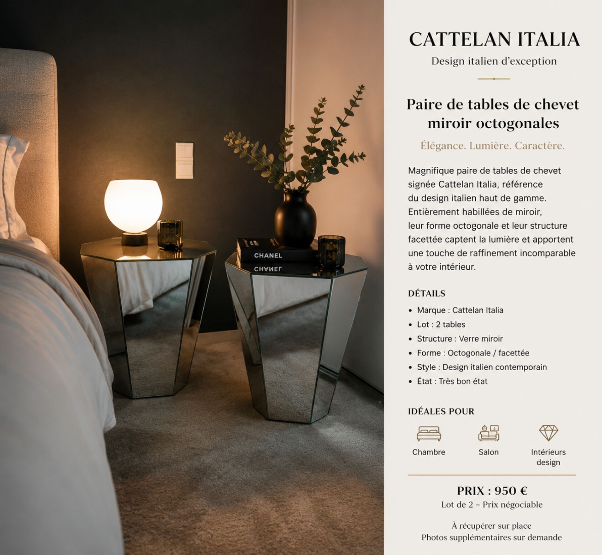 Paire de Tables de chevet catellan italia