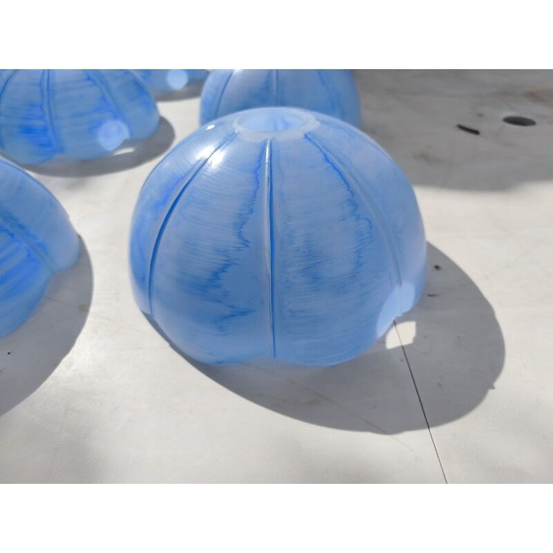 Set of 9 vintage blue opaline glass pendants