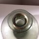 Vintage bubble glass ball vase with brass rim
