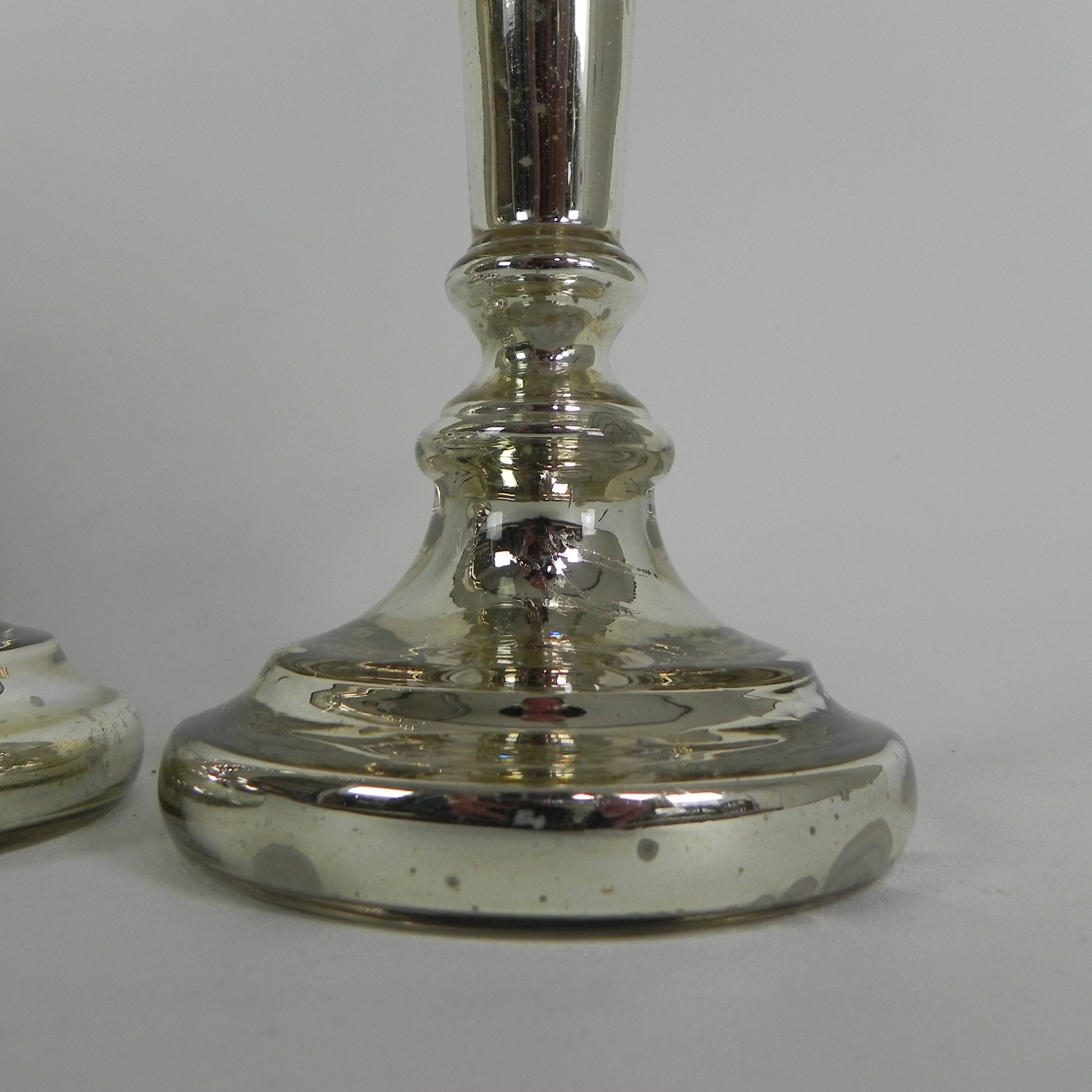 Set of 2 mercury candlesticks, circa 1900 (poor man's silver)