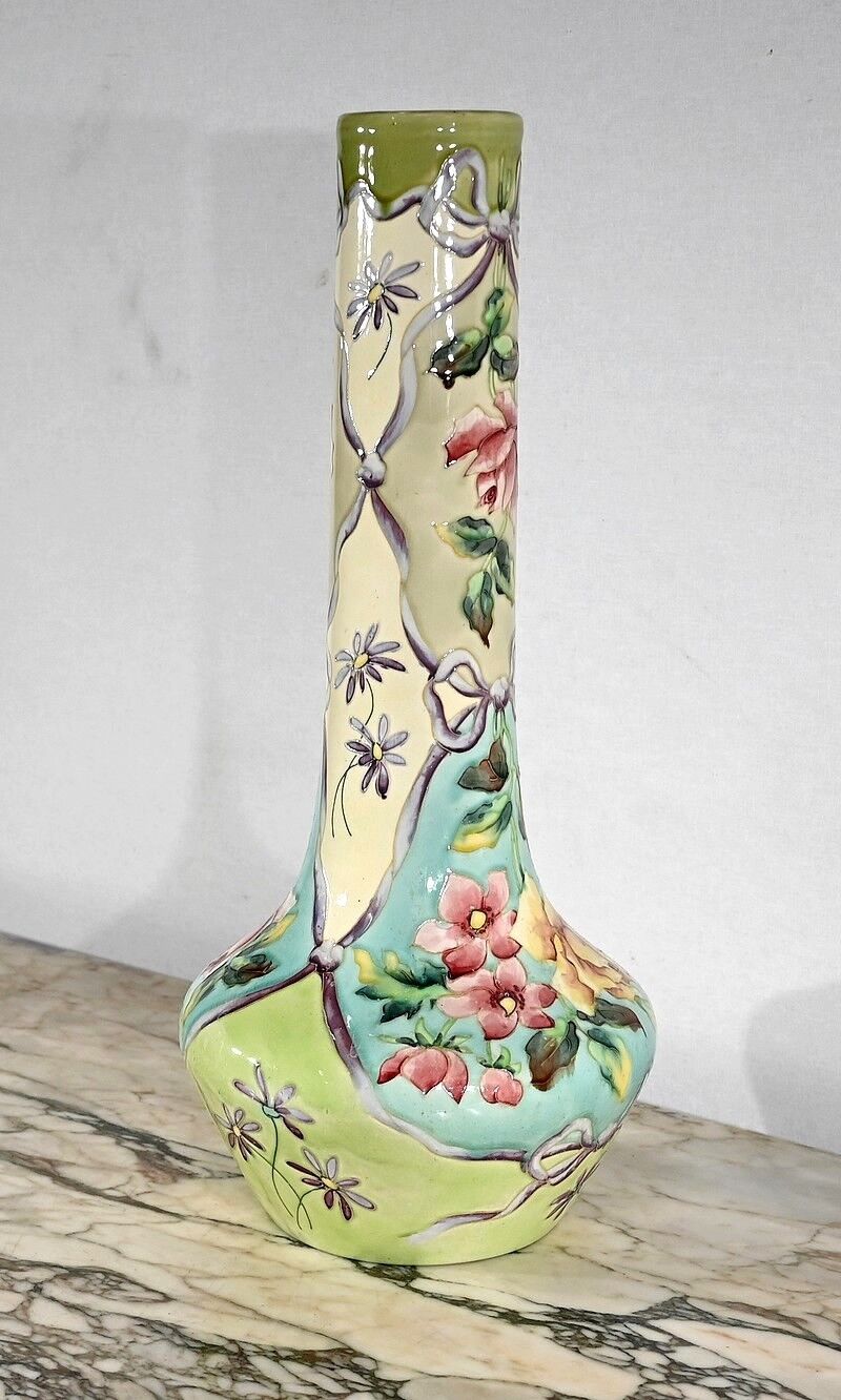 Important earthenware vase by Longchamp, Art Nouveau - 1900