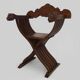 Vintage Savonarola chair with lion head, wood, Italy, 1950s