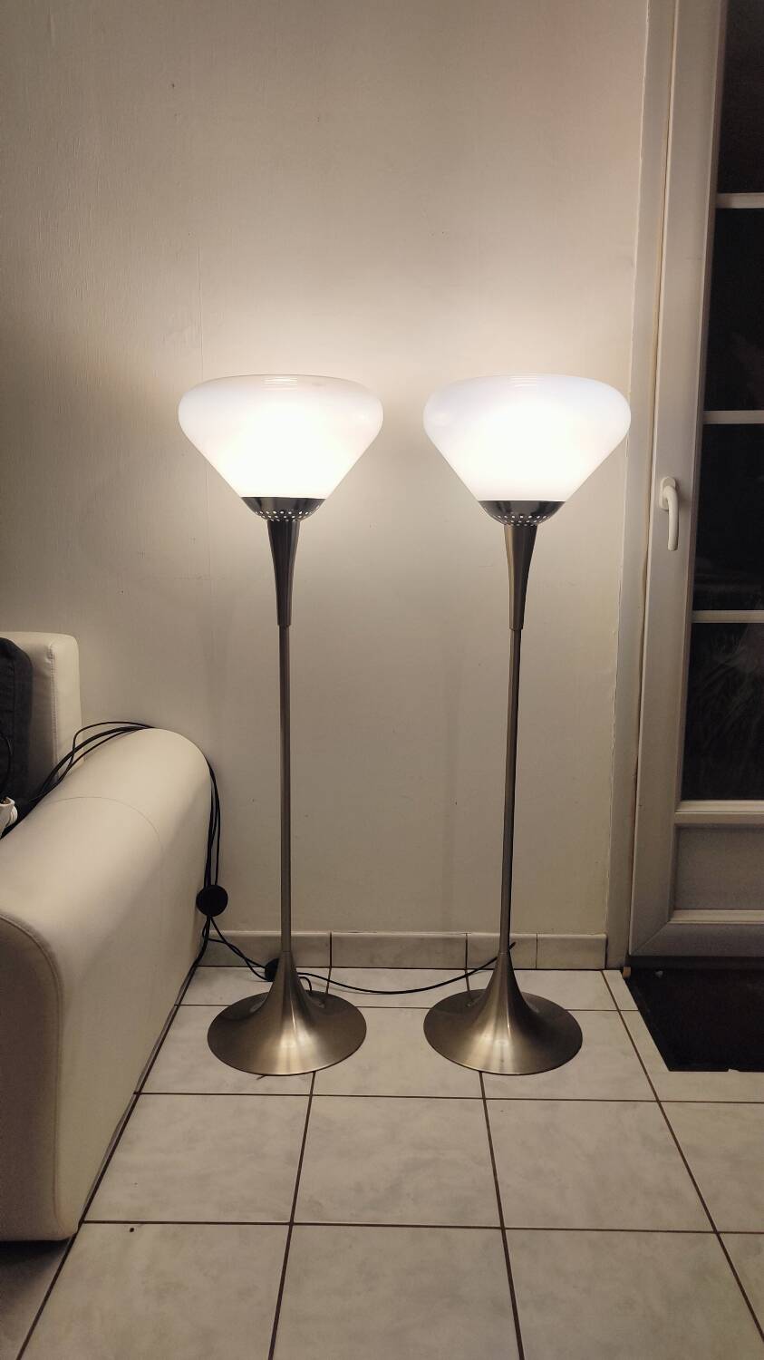 Pair of Italian floor lamps 1980 Murano glass