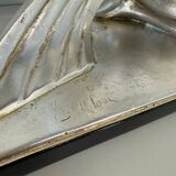 Diana the Huntress Art Deco Silver Leaf Sculpture by Salvatore Melani, 1930