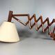 Applique murale des années 1960 1970, lampe ciseaux en teck, Danemark, design danois