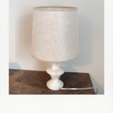 Alabaster and linen lamp