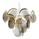 Smoked glass chandelier Vistosi, Italy, 1960s