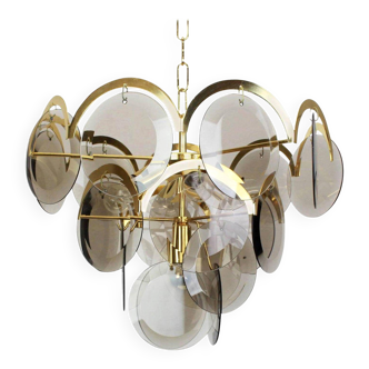 Smoked glass chandelier Vistosi, Italy, 1960s