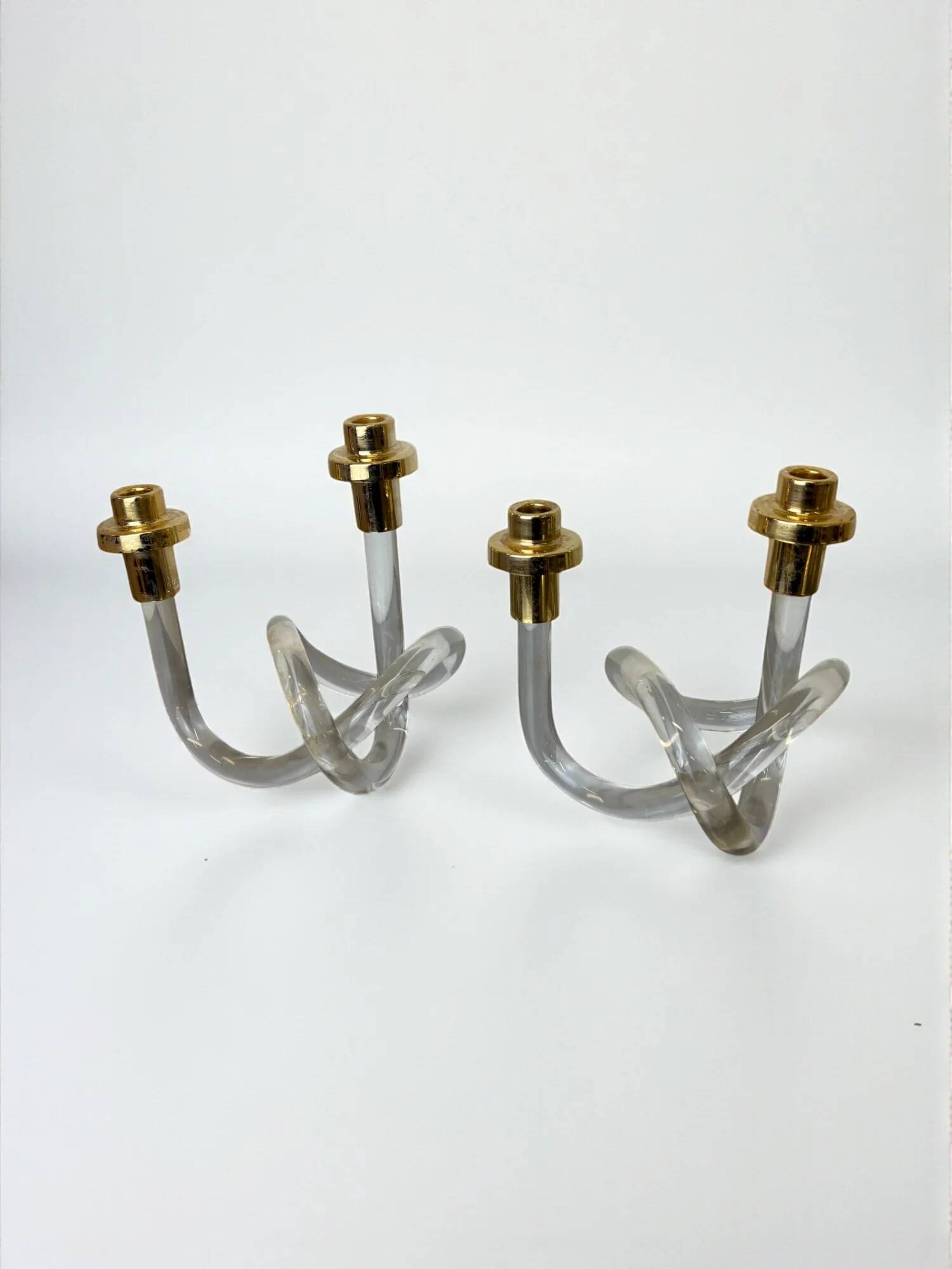 Pair of pretzel candlesticks by Dorothy Thorpe, 1970s