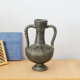 Black vase of antique inspiration in the shape of an amphora, 50s or 60s, vintage