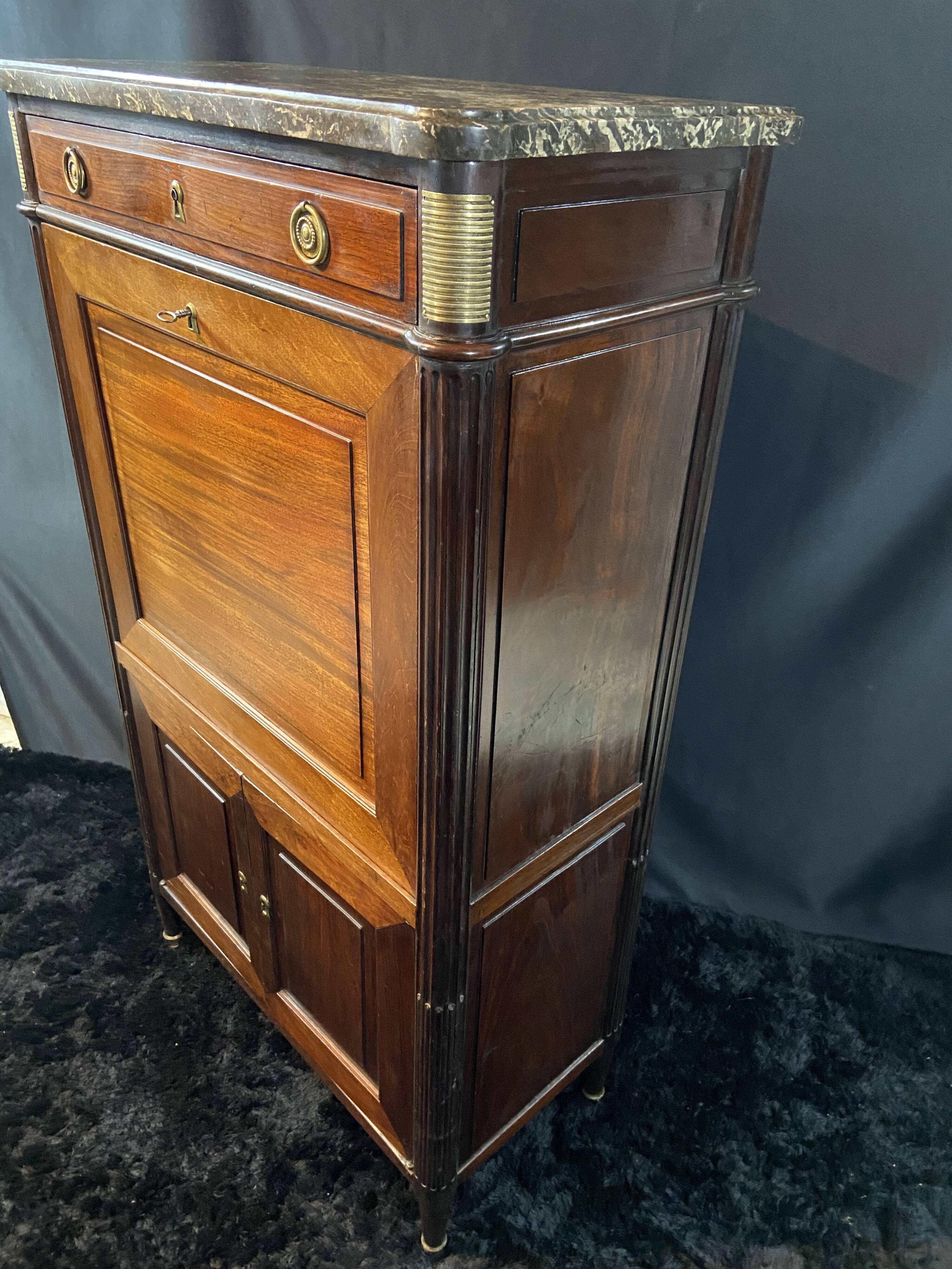 18th-century solid mahogany Louis XVI secretary