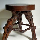 Tripod stool Art-popular vines, solid wood top
