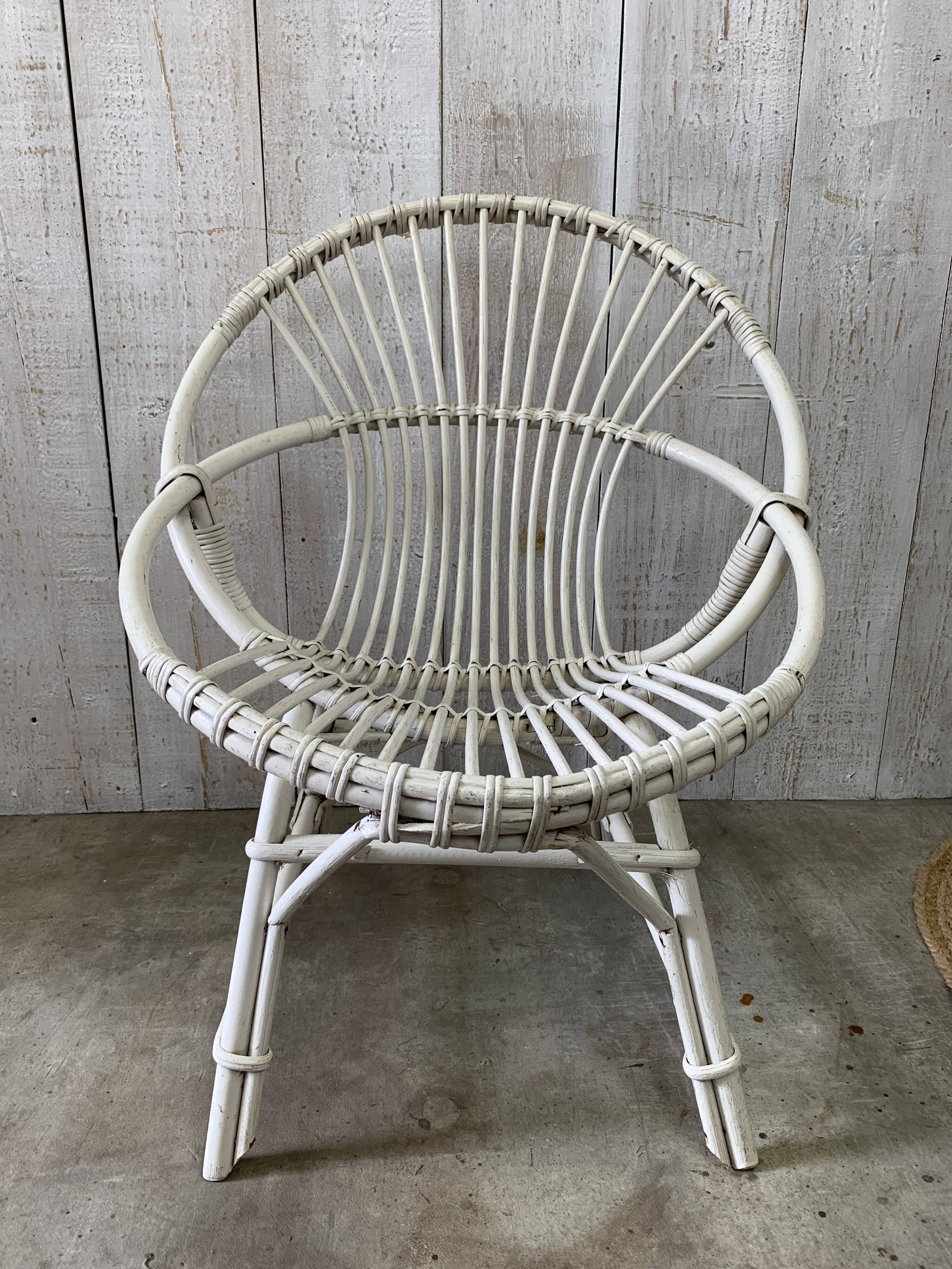Fauteuil en rotin vintage
