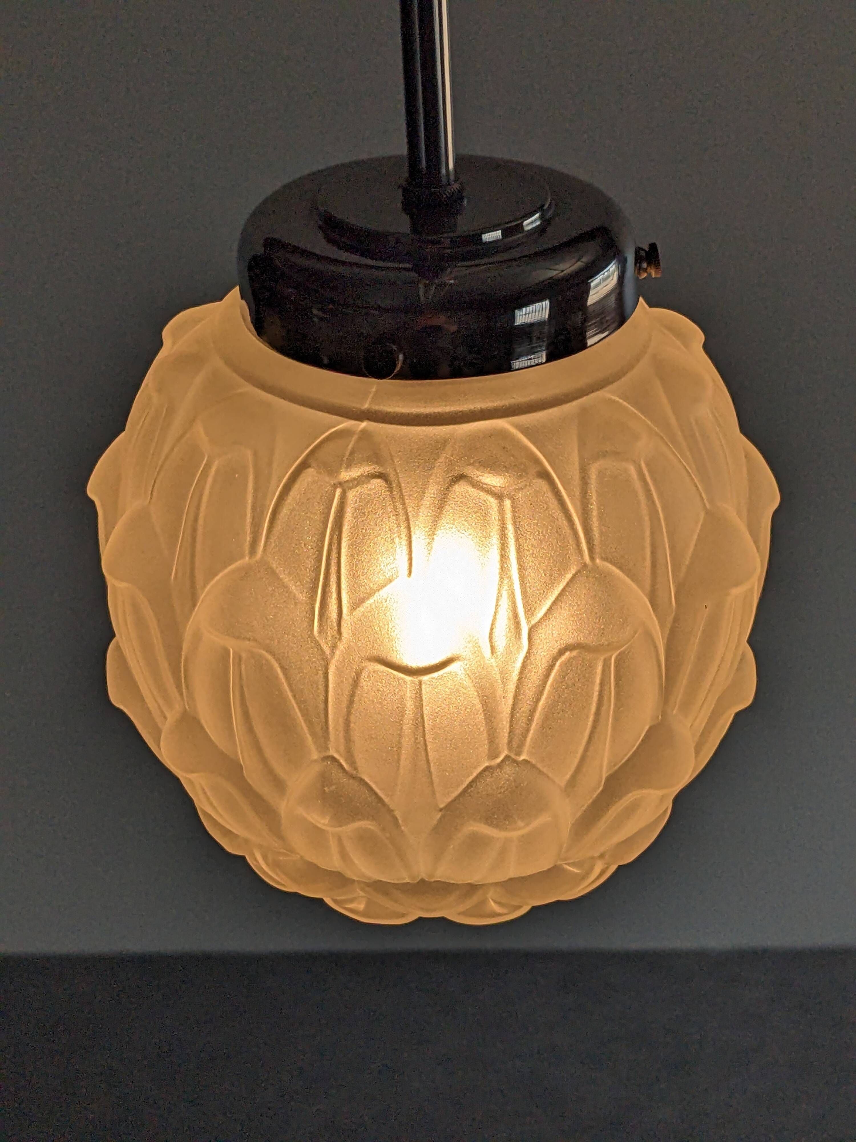 Art Deco frosted glass pendant light circa 1920