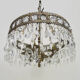 Old chandelier in bronze or silver brass, 4 lights, crystal grapevines. Year 60 70