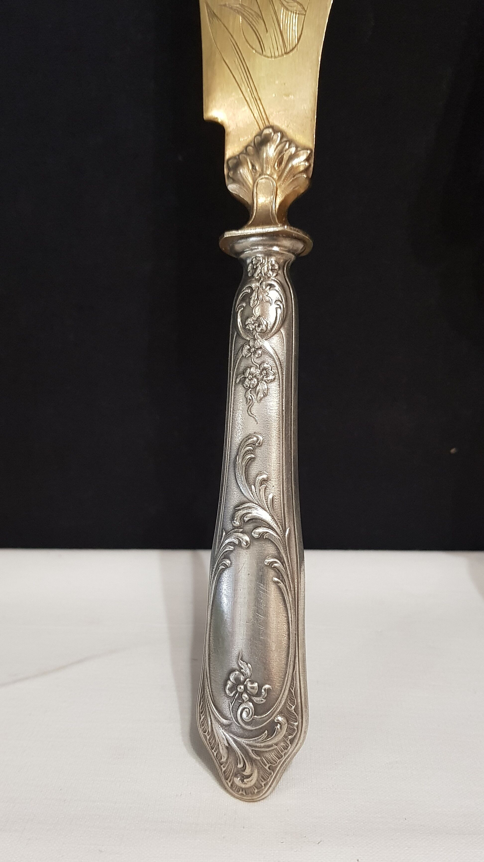 Silver-gilt metal fish service