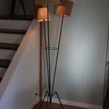 Black metal tripod floor lamp 1950