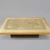 Brass etched coffee table by Lova Creation, Belgium, 1980s.
