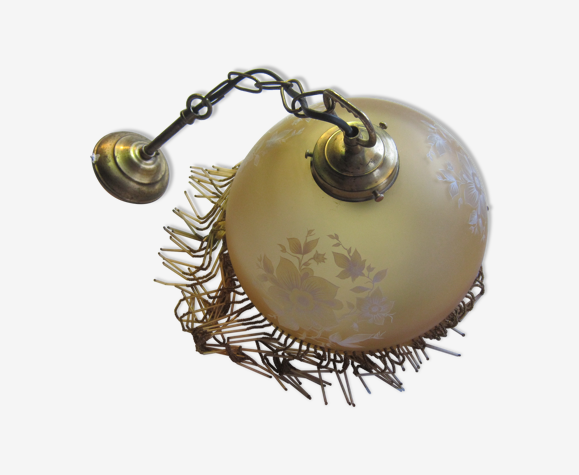 suspension Art déco. avec motifs floraux & perles